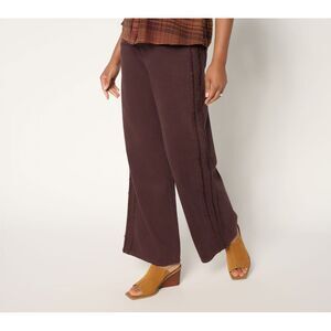 Me by Jennie Garth Women's Pants Sz 12 Fray Detail Wide Leg Jeans Brown A702797